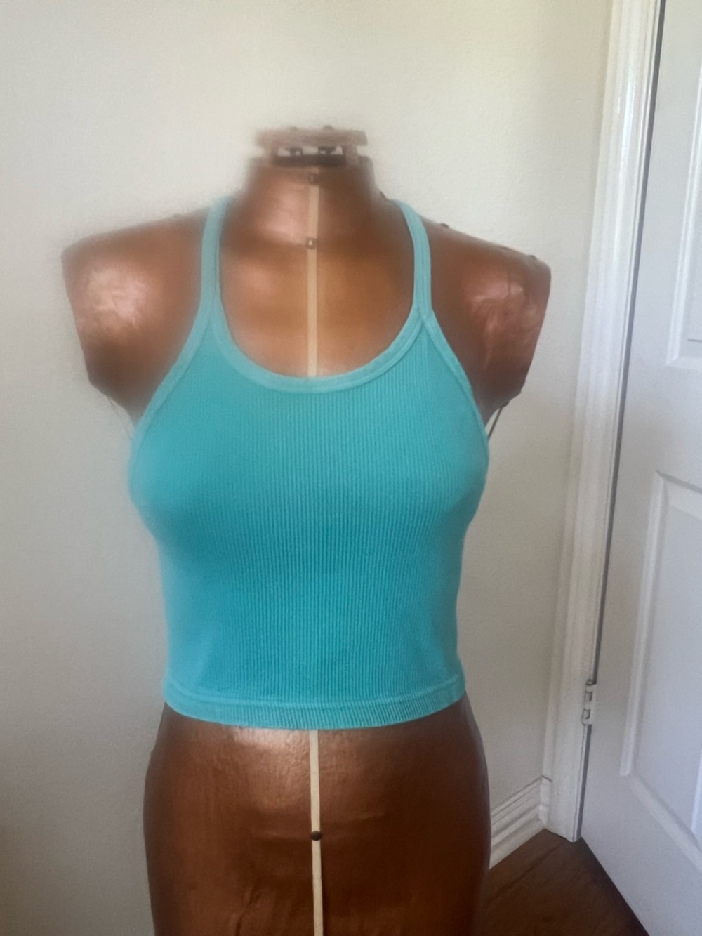 Free People Movement Women’s Torquoise Ribbed Racerback Crop Tank Top